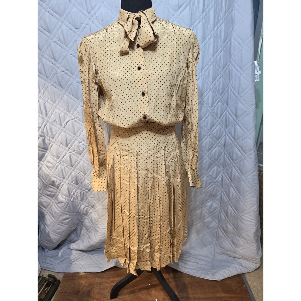 David Hayes Saks Fifth Avenue Vintage 3-Piece Skirt Suit Set Tan Black Size 4 - Picture 3 of 16